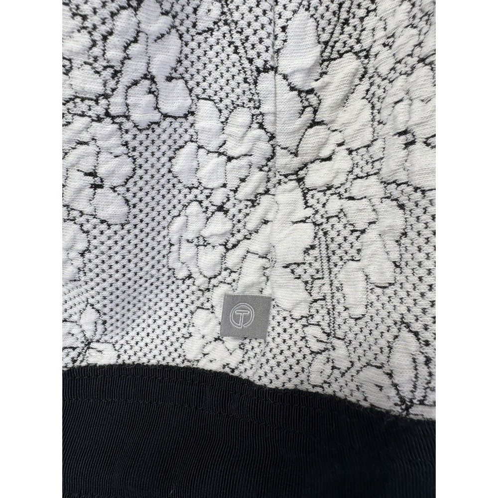 T by Talbots XL Jacquard Crewneck Pullover White Black Cherry Blossom Sweatshirt - Picture 7 of 9